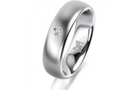 Ring 14 Karat Weissgold 5.5 mm l&auml;ngsmatt 1 Brillant...