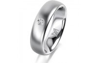Ring 14 Karat Weissgold 5.5 mm l&auml;ngsmatt 1 Brillant...
