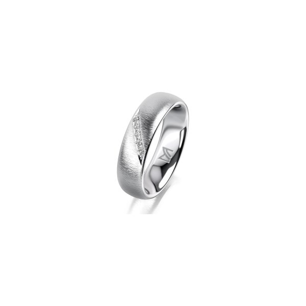 Ring 14 Karat Weissgold 5.5 mm sandmatt 5 Brillanten G vs Gesamt 0,045ct