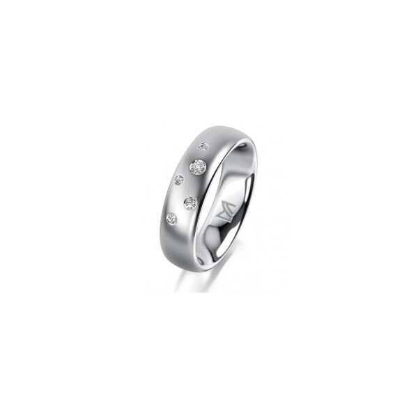 Ring 18 Karat Weissgold 5.5 mm l&auml;ngsmatt 5 Brillanten G vs Gesamt 0,065ct