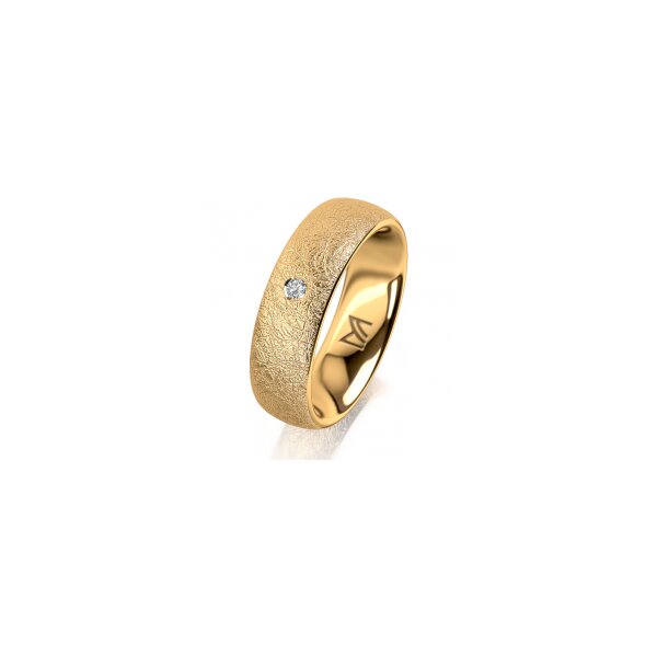 Ring 14 Karat Gelbgold 6.0 mm kreismatt 1 Brillant G vs 0,025ct