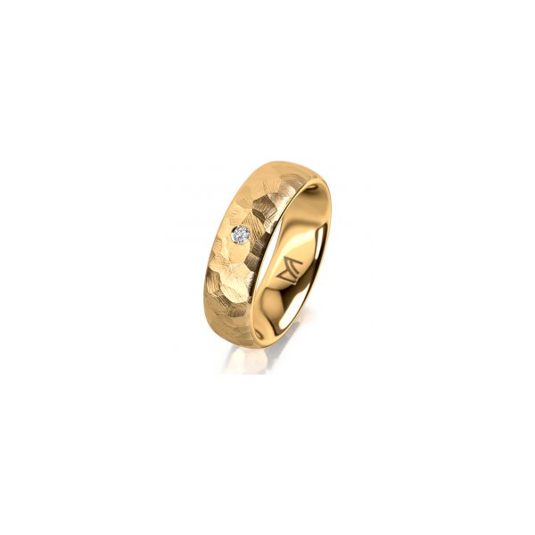 Ring 14 Karat Gelbgold 6.0 mm diamantmatt 1 Brillant G vs 0,025ct