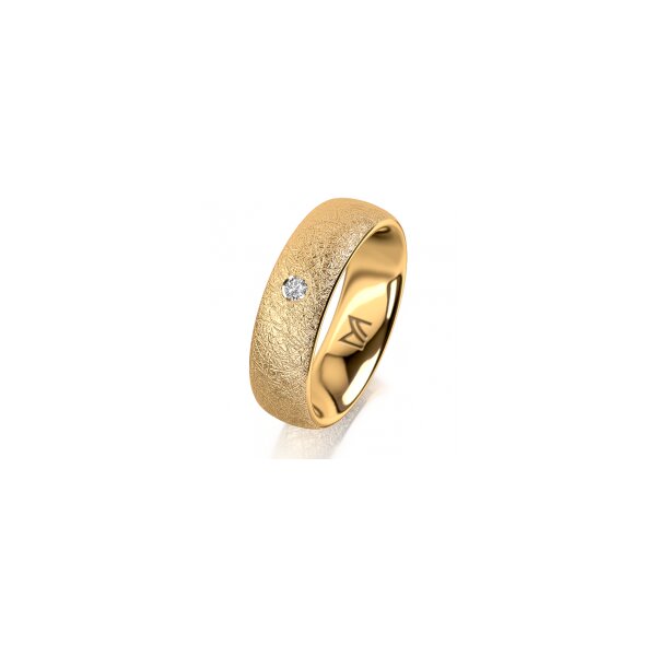 Ring 14 Karat Gelbgold 6.0 mm kreismatt 1 Brillant G vs 0,035ct