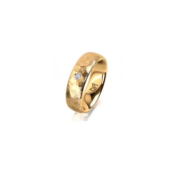 Ring 14 Karat Gelbgold 6.0 mm diamantmatt 1 Brillant G vs 0,035ct