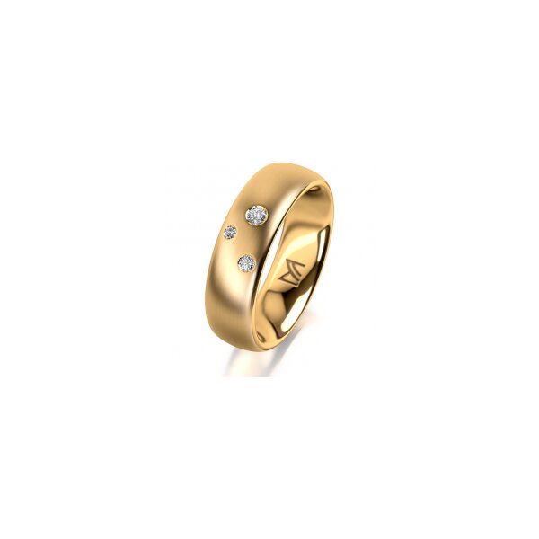 Ring 14 Karat Gelbgold 6.0 mm l&auml;ngsmatt 3 Brillanten G vs Gesamt 0,060ct
