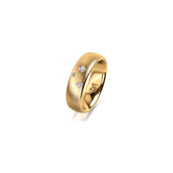 Ring 14 Karat Gelbgold 6.0 mm sandmatt 3 Brillanten G vs Gesamt 0,060ct