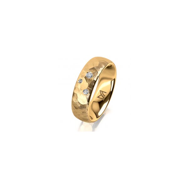 Ring 14 Karat Gelbgold 6.0 mm diamantmatt 3 Brillanten G vs Gesamt 0,060ct