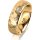 Ring 14 Karat Gelbgold 6.0 mm diamantmatt 3 Brillanten G vs Gesamt 0,060ct