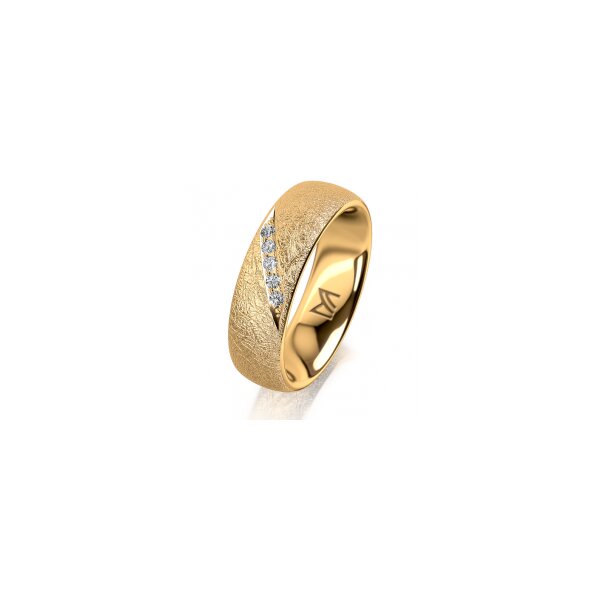 Ring 14 Karat Gelbgold 6.0 mm kreismatt 5 Brillanten G vs Gesamt 0,065ct
