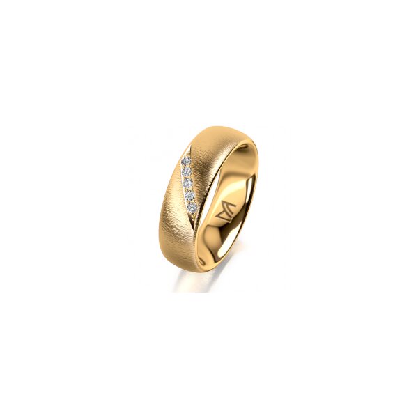 Ring 14 Karat Gelbgold 6.0 mm sandmatt 5 Brillanten G vs Gesamt 0,065ct