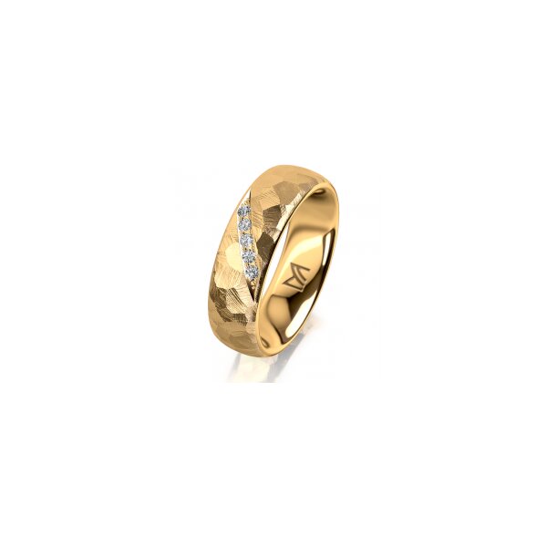 Ring 14 Karat Gelbgold 6.0 mm diamantmatt 5 Brillanten G vs Gesamt 0,065ct