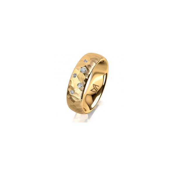 Ring 14 Karat Gelbgold 6.0 mm diamantmatt 5 Brillanten G vs Gesamt 0,080ct