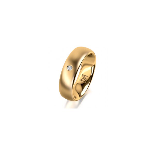 Ring 18 Karat Gelbgold 6.0 mm längsmatt 1 Brillant G vs 0,025ct