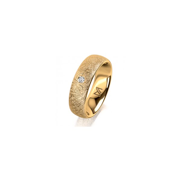 Ring 18 Karat Gelbgold 6.0 mm kristallmatt 1 Brillant G vs 0,035ct