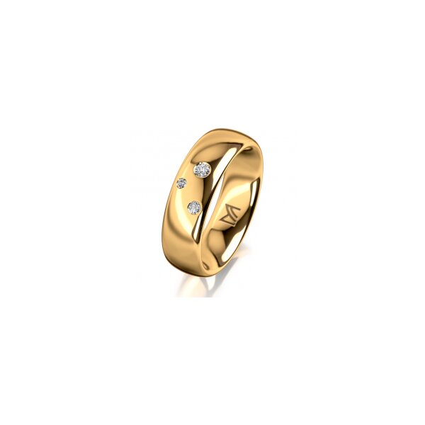 Ring 18 Karat Gelbgold 6.0 mm poliert 3 Brillanten G vs Gesamt 0,060ct