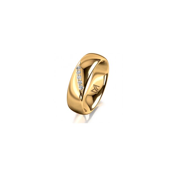 Ring 18 Karat Gelbgold 6.0 mm poliert 5 Brillanten G vs Gesamt 0,065ct