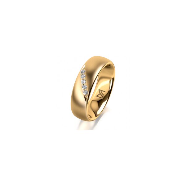 Ring 18 Karat Gelbgold 6.0 mm l&auml;ngsmatt 5 Brillanten G vs Gesamt 0,065ct