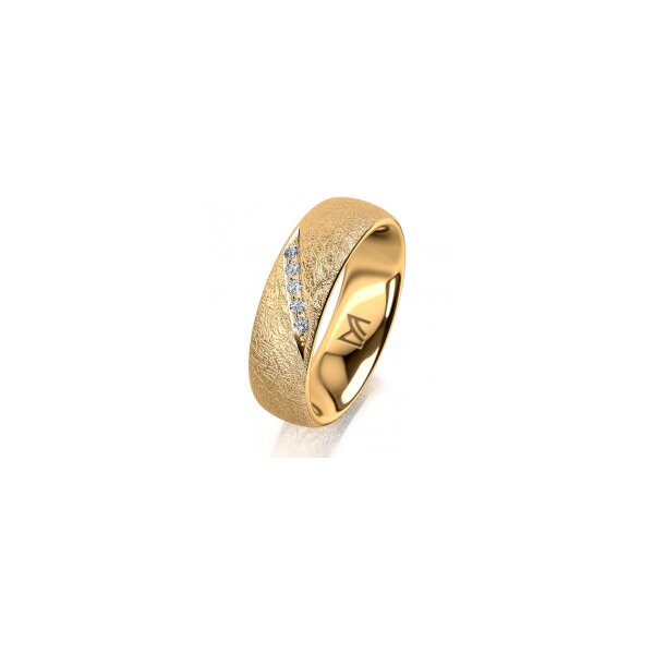 Ring 18 Karat Gelbgold 6.0 mm kreismatt 5 Brillanten G vs Gesamt 0,065ct
