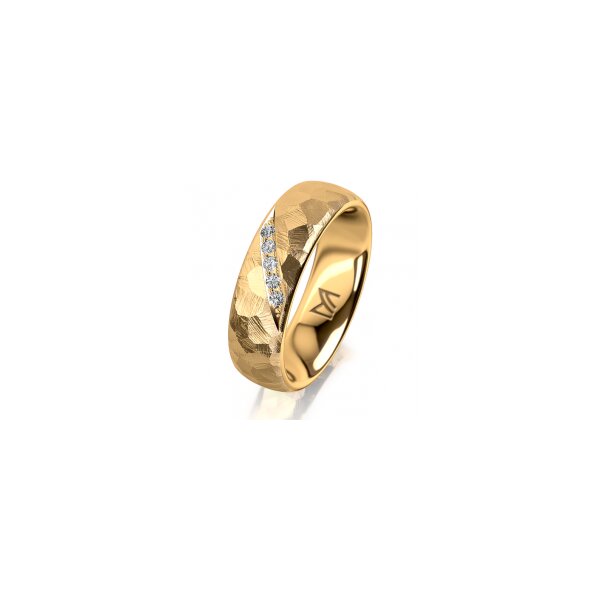 Ring 18 Karat Gelbgold 6.0 mm diamantmatt 5 Brillanten G vs Gesamt 0,065ct