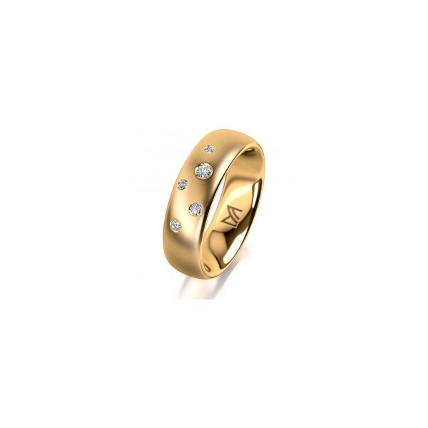 Ring 18 Karat Gelbgold 6.0 mm l&auml;ngsmatt 5 Brillanten G vs Gesamt 0,080ct