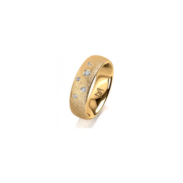 Ring 18 Karat Gelbgold 6.0 mm kreismatt 5 Brillanten G vs Gesamt 0,080ct