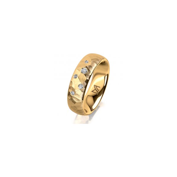 Ring 18 Karat Gelbgold 6.0 mm diamantmatt 5 Brillanten G vs Gesamt 0,080ct