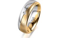 Ring 14 Karat Gelb-/Weissgold 6.0 mm sandmatt 1 Brillant...