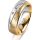 Ring 14 Karat Gelb-/Weissgold 6.0 mm sandmatt 3 Brillanten G vs Gesamt 0,060ct