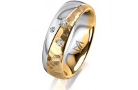 Ring 14 Karat Gelb-/Weissgold 6.0 mm diamantmatt 3...