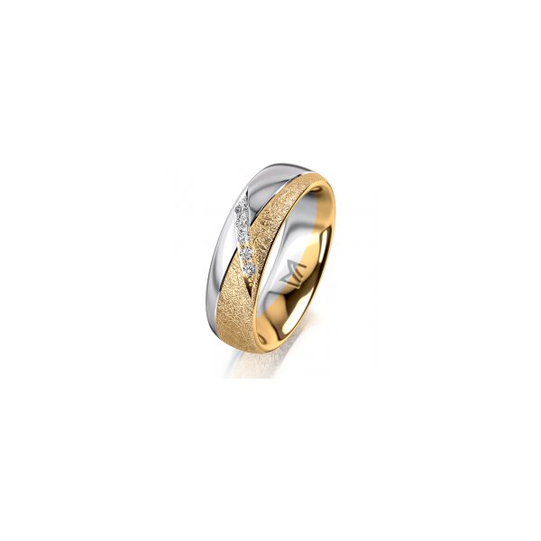 Ring 14 Karat Gelb-/Weissgold 6.0 mm kreismatt 5 Brillanten G vs Gesamt 0,065ct