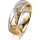 Ring 14 Karat Gelb-/Weissgold 6.0 mm diamantmatt 5 Brillanten G vs Gesamt 0,065ct