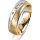 Ring 14 Karat Gelb-/Weissgold 6.0 mm sandmatt 5 Brillanten G vs Gesamt 0,080ct