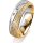 Ring 14 Karat Gelb-/Weissgold 6.0 mm kristallmatt 5 Brillanten G vs Gesamt 0,080ct