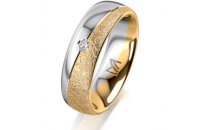 Ring 18 Karat Gelb-/Weissgold 6.0 mm kreismatt 1 Brillant...