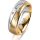 Ring 18 Karat Gelb-/Weissgold 6.0 mm längsmatt 3 Brillanten G vs Gesamt 0,060ct