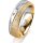 Ring 18 Karat Gelb-/Weissgold 6.0 mm kreismatt 5 Brillanten G vs Gesamt 0,080ct
