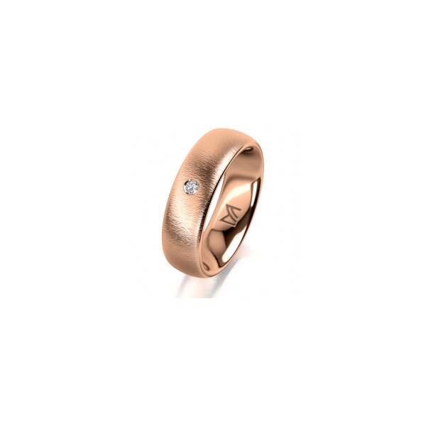 Ring 14 Karat Rotgold 6.0 mm sandmatt 1 Brillant G vs 0,025ct