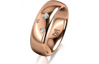 Ring 14 Karat Rotgold 6.0 mm poliert 3 Brillanten G vs...
