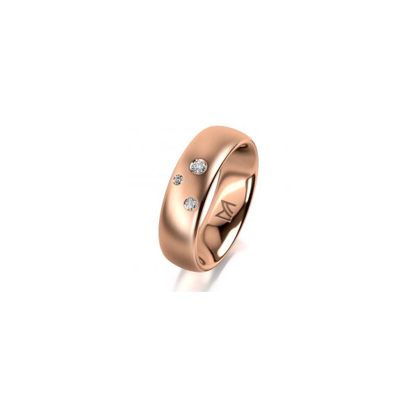 Ring 14 Karat Rotgold 6.0 mm l&auml;ngsmatt 3 Brillanten G vs Gesamt 0,060ct