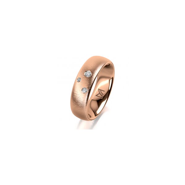 Ring 14 Karat Rotgold 6.0 mm sandmatt 3 Brillanten G vs Gesamt 0,060ct