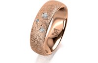 Ring 14 Karat Rotgold 6.0 mm kristallmatt 3 Brillanten G...