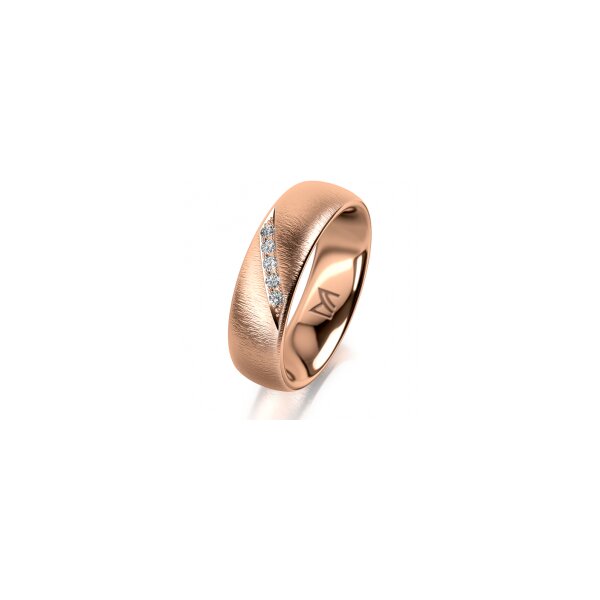 Ring 14 Karat Rotgold 6.0 mm sandmatt 5 Brillanten G vs Gesamt 0,065ct