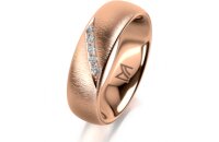 Ring 14 Karat Rotgold 6.0 mm sandmatt 5 Brillanten G vs...