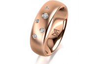 Ring 14 Karat Rotgold 6.0 mm l&auml;ngsmatt 5 Brillanten...