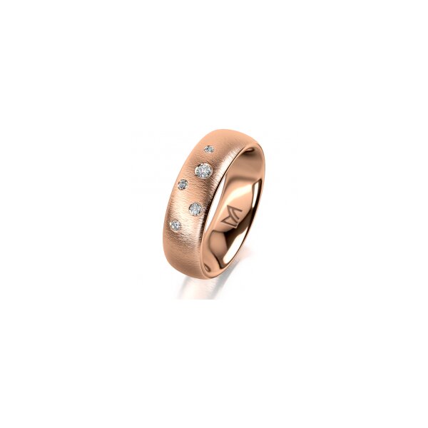 Ring 14 Karat Rotgold 6.0 mm sandmatt 5 Brillanten G vs Gesamt 0,080ct