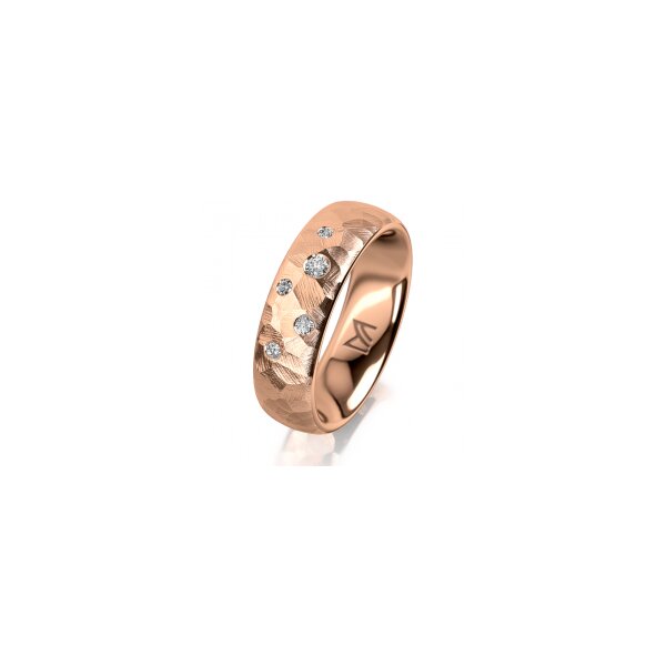 Ring 14 Karat Rotgold 6.0 mm diamantmatt 5 Brillanten G vs Gesamt 0,080ct