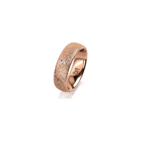 Ring 18 Karat Rotgold 6.0 mm kristallmatt 1 Brillant G vs 0,025ct