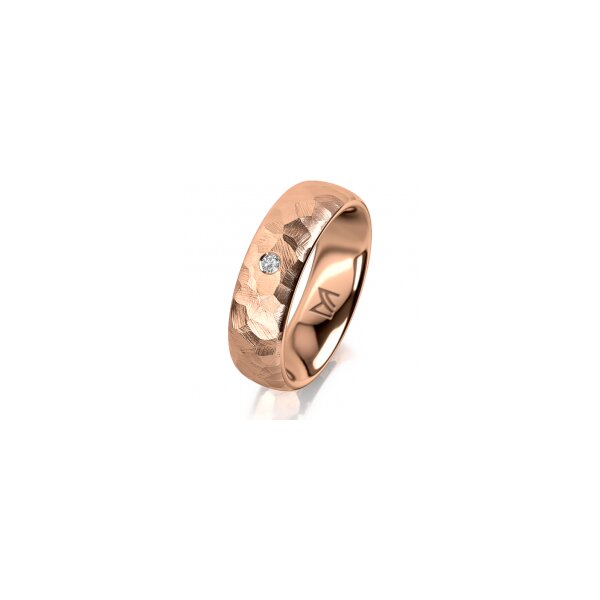 Ring 18 Karat Rotgold 6.0 mm diamantmatt 1 Brillant G vs 0,025ct