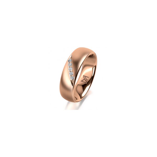 Ring 18 Karat Rotgold 6.0 mm l&auml;ngsmatt 5 Brillanten G vs Gesamt 0,065ct