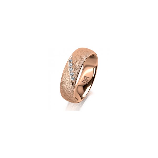 Ring 18 Karat Rotgold 6.0 mm kreismatt 5 Brillanten G vs Gesamt 0,065ct